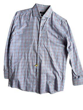 BOSS Hugo Boss Men's Sharp Fit Plaid Shirt, multicolor 16 32/33 MSRP $145